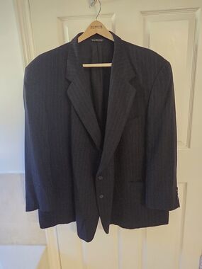 60R Men's Navy Pinstripe Blazer - Classic Single-Breasted Vitale Barberis